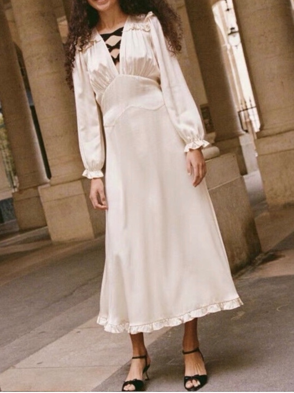 Doen Long Sleeve Silk Midi Dress
